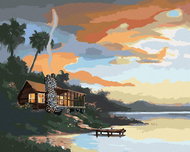 Zuty - Painting by Numbers - Cottage at Dusk (D. Rusty Rust), 80X100 Cm, Canvas+Frame - Painting by Numbers
