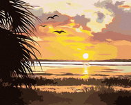 Zuty - Painting by Numbers - Sunset Over Water 2 (D. Rusty Rust), 40X50 Cm, Canvas+Frame - Painting by Numbers