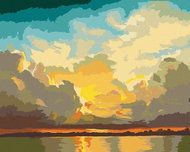 Zuty - Painting by Numbers - Sun Setting Over Water (D. Rusty Rust), 40X50 Cm, Canvas+Frame - Painting by Numbers