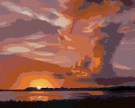 Zuty - Painting by Numbers - Sunset Over Water (D. Rusty Rust), 40X50 Cm, Canvas - Painting by Numbers
