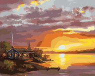 Zuty - Painting By Numbers - Cottage At Dusk (D. Rusty Rust), 40X50 Cm, Canvas - Painting by Numbers