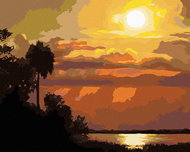 Zuty - Painting by Numbers - Dusk Over Water (D. Rusty Rust), 40X50 Cm, Canvas+Frame - Painting by Numbers