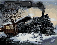 Zuty - Painting by Numbers - Train In Winter (D. Rusty Rust), 40X50 Cm, Canvas+Frame - Painting by Numbers