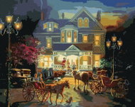 Zuty - Painting By Numbers - Old House And Horse Carriage (D. Rusty Rust), 40X50 Cm, Canvas+Frame - Painting by Numbers