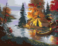 Zuty - Painting By Numbers - Campground At The River (D. Rusty Rust), 40X50 Cm, Canvas - Painting by Numbers
