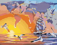 Zuty - Painting by Numbers - Seagulls And Worlds (D. Rusty Rust), 40X50 Cm, Canvas+Frame - Painting by Numbers