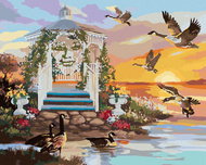Zuty - Painting By Numbers - Gazebo By Water (D. Rusty Rust), 40X50 Cm, Canvas+Frame - Painting by Numbers