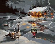 Zuty - Painting by Numbers - Christmas Cabin (D. Rusty Rust), 40X50 Cm, Canvas - Painting by Numbers