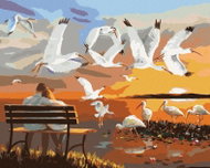 Zuty - Painting by Numbers - Couple on a Bench and Flying Birds (D. Rusty Rust), 40X50 Cm, Canvas+Fr - Painting by Numbers