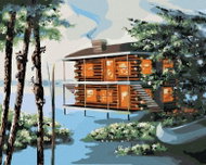 Zuty - Painting By Numbers - Log Cabin By Water (D. Rusty Rust), 40X50 Cm, Canvas+Frame - Painting by Numbers
