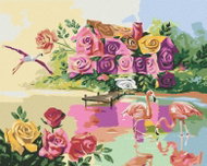 Zuty - Painting by Numbers - Flamingos at the House of Roses (D. Rusty Rust), 40X50 Cm, Canvas+Frame - Painting by Numbers