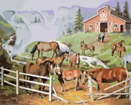 Zuty - Painting by Numbers - Horses at the Ruined Castle (D. Rusty Rust), 40X50 Cm, Canvas+Frame - Painting by Numbers
