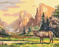 Zuty - Painting by Numbers - Moose in Spring (D. Rusty Rust), 40X50 Cm, Canvas+Frame - Painting by Numbers
