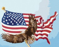 Zuty - Painting by Numbers - Eagle on the Flagpole of the U.S. Flag (D. Rusty Rust), 80X100 Cm, Canv - Painting by Numbers