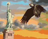 Zuty - Painting by Numbers - Eagle at the Statue of Liberty (D. Rusty Rust), 40X50 Cm, Canvas+Frame - Painting by Numbers