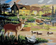 Zuty - Painting by Numbers - Doe And Roe Deer At The Lake (D. Rusty Rust), 40X50 Cm, Canvas - Painting by Numbers