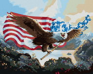 Zuty - Painting By Numbers - Eagle With Usa Flag (D. Rusty Rust), 40X50 Cm, Canvas - Painting by Numbers