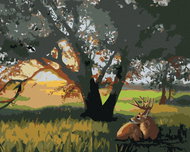 Zuty - Painting by Numbers - Deer Under the Tree (D. Rusty Rust), 40X50 Cm, Canvas+Frame - Painting by Numbers