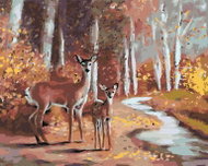 Zuty - Painting by Numbers - Doe and Cub (D. Rusty Rust), 80X100 Cm, Canvas - Painting by Numbers