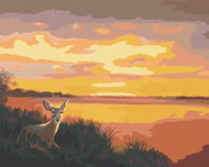 Zuty - Painting by Numbers - Lying Deer And Sunset (D. Rusty Rust), 40X50 Cm, Canvas+Frame - Painting by Numbers