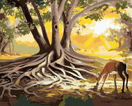 Zuty - Painting by Numbers - The Deer at the Root of the Tree (D. Rusty Rust), 40X50 Cm, Canvas+Fram - Painting by Numbers