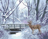 Zuty - Painting by Numbers - Deer, River And Bridge In Winter (D. Rusty Rust), 80X100 Cm, Canvas+Fra - Painting by Numbers