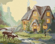 Zuty - Painting By Numbers - Deer And Deer At The Forest House (D. Rusty Rust), 40X50 Cm, Canvas+Fra - Painting by Numbers