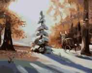 Zuty - Painting by Numbers - Deer at the Snowy Tree (D. Rusty Rust), 40X50 Cm, Canvas+Frame - Painting by Numbers