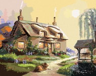 Zuty - Painting by Numbers - Dog in front of the Cottage and the Well (D. Rusty Rust), 40X50 Cm, Can - Painting by Numbers