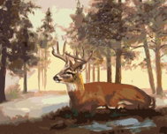 Zuty - Painting by Numbers - Reclining Deer And Winter Landscape (D. Rusty Rust), 40X50 Cm, Canvas - Painting by Numbers