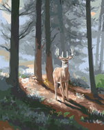 Zuty - Painting by Numbers - Deer And Coniferous Forest (D. Rusty Rust), 40X50 Cm, Canvas+Frame - Painting by Numbers