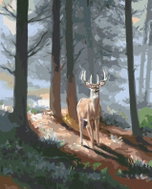 Zuty - Painting by Numbers - Deer and Coniferous Forest (D. Rusty Rust), 40X50 Cm, Canvas - Painting by Numbers