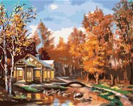 Zuty - Painting by Numbers - SRUB IN THE WINTER FOREST AND DUCKS (D. RUSTY RUST), 80x100 cm, off can - Painting by Numbers