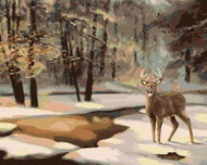 Zuty - Painting By Numbers - Deer And Frozen Stream (D. Rusty Rust), 40X50 Cm, Canvas+Frame - Painting by Numbers