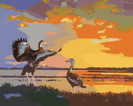Zuty - Painting by Numbers - Ducks and Sunset (D. Rusty Rust), 40X50 Cm, Canvas+Frame - Painting by Numbers