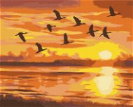 Zuty - Painting by numbers - FLYING DUCKS AND SUNSET (D. RUSTY RUST), 80x100 cm, off canvas - Painting by Numbers