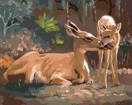 Zuty - Painting by Numbers - Reclining Deer And A Colt (D. Rusty Rust), 40X50 Cm, Canvas+Frame - Painting by Numbers
