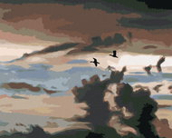 Zuty - Painting by Numbers - Ducks And Sky (D. Rusty Rust), 40X50 Cm, Canvas+Frame - Painting by Numbers