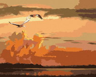 Zuty - Painting by Numbers - Flying Ducks and Sunset (D. Rusty Rust), 40X50 Cm, Canvas+Frame - Painting by Numbers