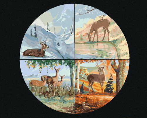 Zuty - Painting by Numbers - Deer and the Four Seasons (D. Rusty Rust), 80X100 Cm, Canvas+Frame - Painting by Numbers - Main image