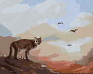 Zuty - Painting by Numbers - Cougar, Birds and Sunset (D. Rusty Rust), 40X50 Cm, Canvas+Frame - Painting by Numbers