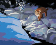 Zuty - Painting By Numbers - Cougar In Snow And River (D. Rusty Rust), 80X100 Cm, Canvas+Frame - Painting by Numbers