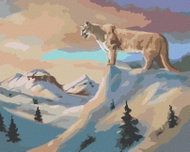 Zuty - Painting By Numbers - Cougar On Rock And Snowy Mountains (D. Rusty Rust), 40X50 Cm, Canvas - Painting by Numbers