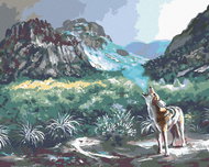 Zuty - Painting By Numbers - Howling Coyote And Mountains (D. Rusty Rust), 40X50 Cm, Canvas - Painting by Numbers