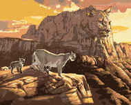Zuty - Painting by Numbers - Cougar, Rocks And Sunset (D. Rusty Rust), 40X50 Cm, Canvas+Frame - Painting by Numbers