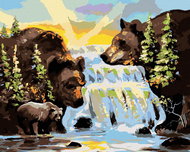Zuty - Painting by Numbers - Bear And Waterfall (D. Rusty Rust), 80X100 Cm, Canvas+Frame - Painting by Numbers