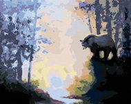 Zuty - Painting by Numbers - Bear By The River In The Forest And Sunset (D. Rusty Rust), 40X50 Cm, C - Painting by Numbers
