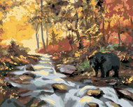 Zuty - Painting by Numbers - Bear by the River and Sunset (D. Rusty Rust), 40X50 Cm, Canvas - Painting by Numbers