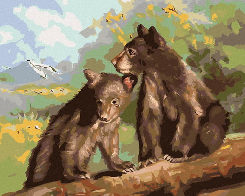 Zuty - Painting by Numbers - Bear Cubs (D. Rusty Rust), 40X50 Cm, Canvas+Frame - Painting by Numbers - Main image