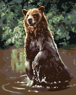 Zuty - Painting by Numbers - Bear In Water (D. Rusty Rust), 40X50 Cm, Canvas - Painting by Numbers